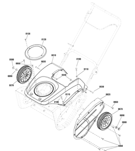 Wheel And Body Covering Group Diagram and Parts List for 1696507-01-1222EE 2016 Briggs and Stratton Snow Blower